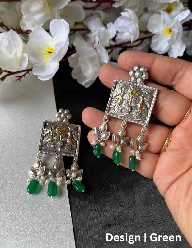 Square Shape Earrings purple