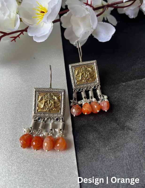 Square Shape Earrings purple