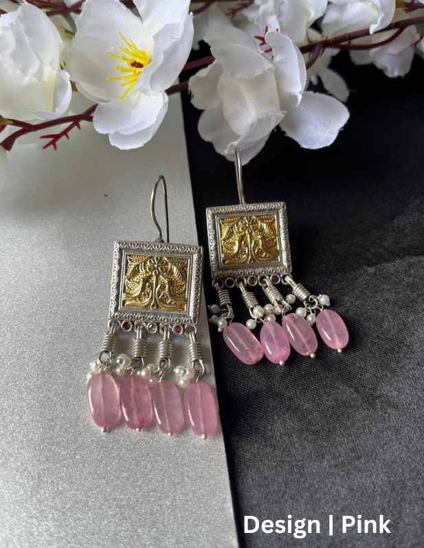 Square Shape Earrings purple