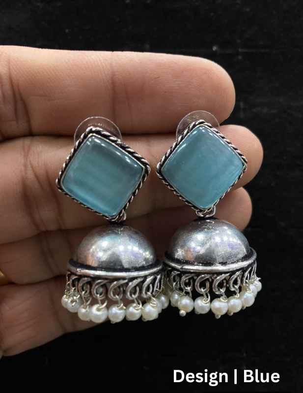 Stone Jhumka Earrings orange