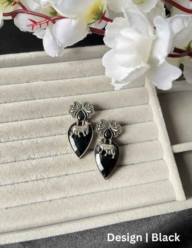 Stone Nandi Earrings maroon