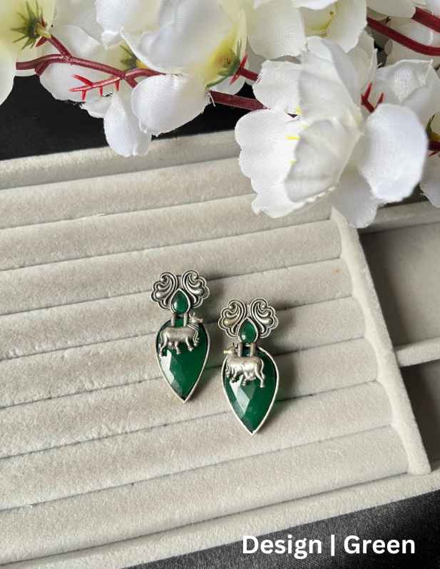 Stone Nandi Earrings maroon