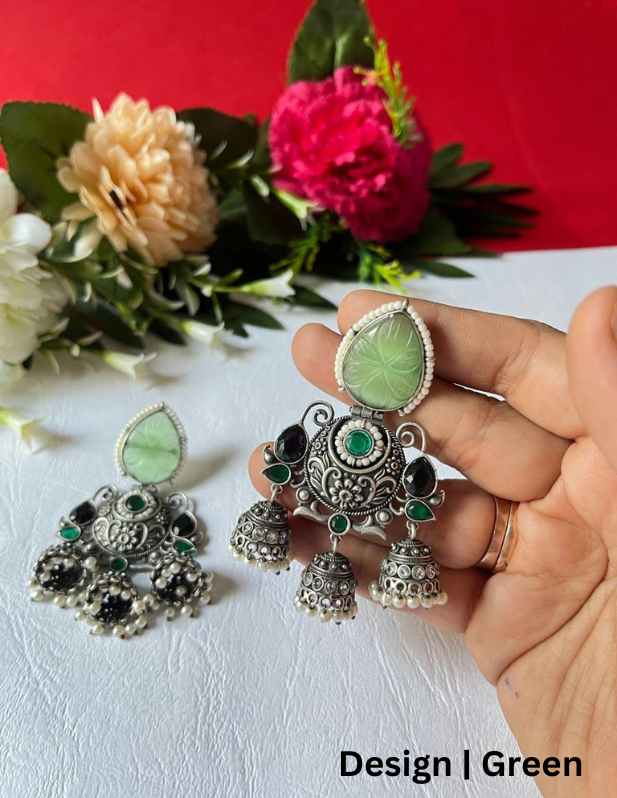 Stylish Oxidised Jhumka Earrings maroon