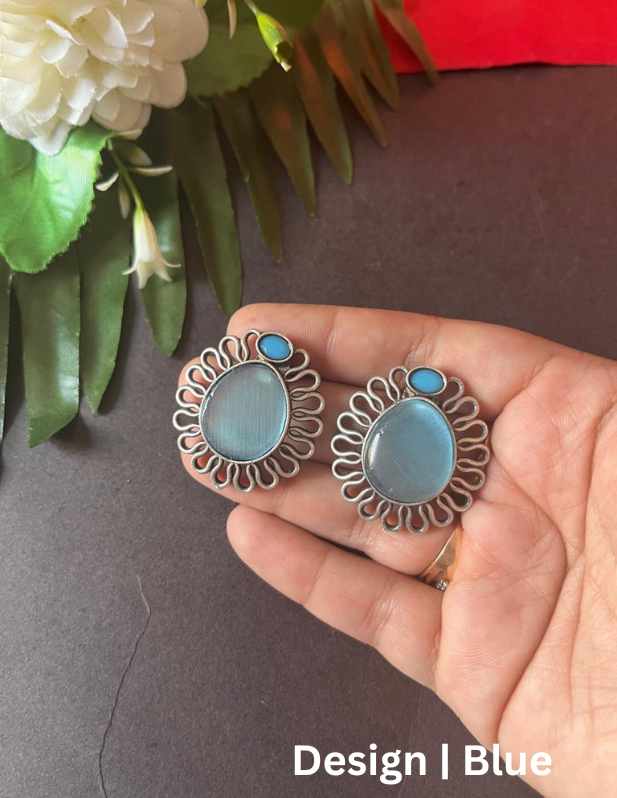 Stylish Single Stone Earrings yellow