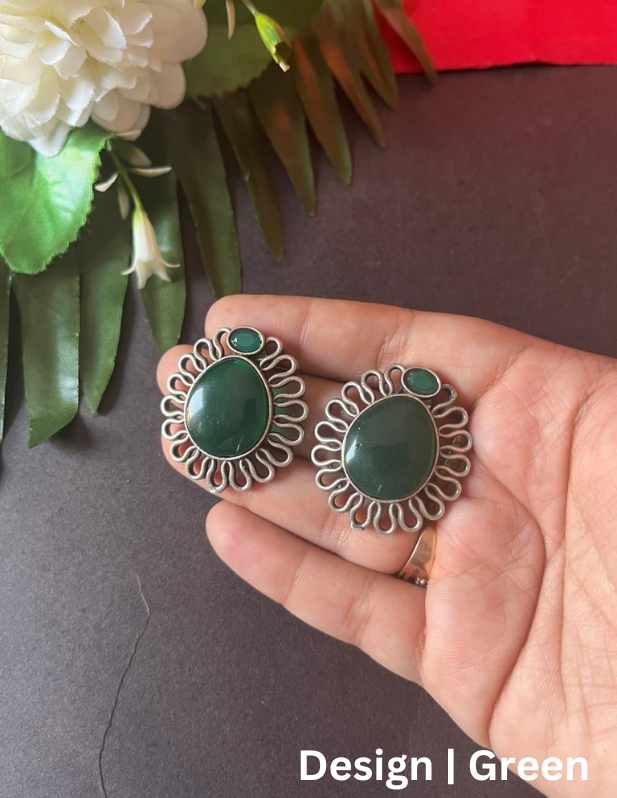 Stylish Single Stone Earrings yellow