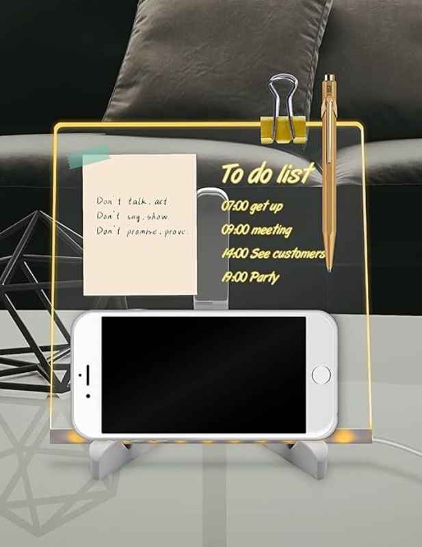 Acrylic Glass Message Board with Light