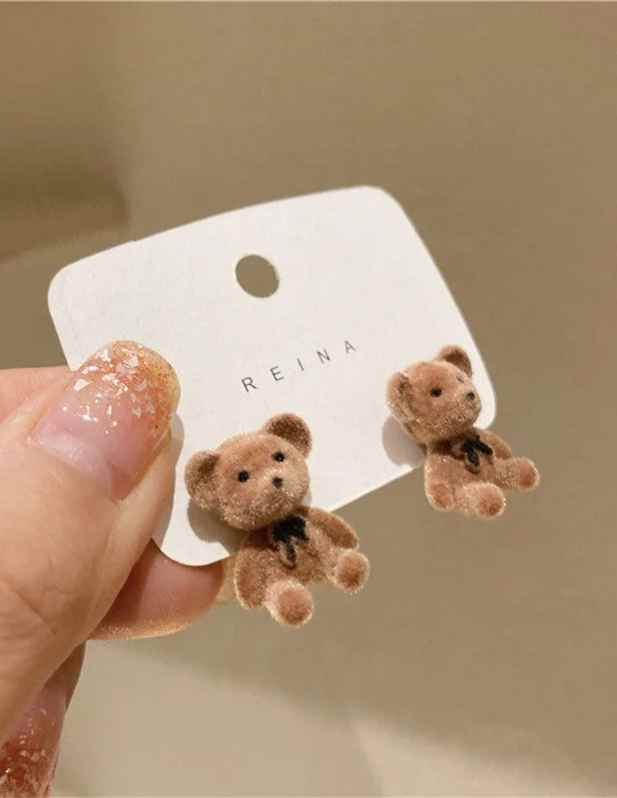 Teddy Bear Earrings brown