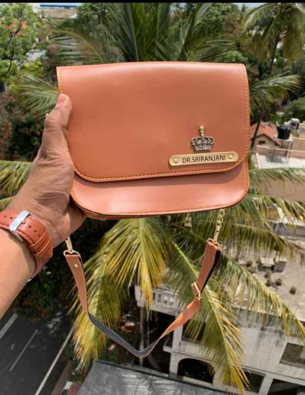 custom leather sling bag brown